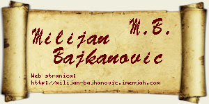 Milijan Bajkanović vizit kartica